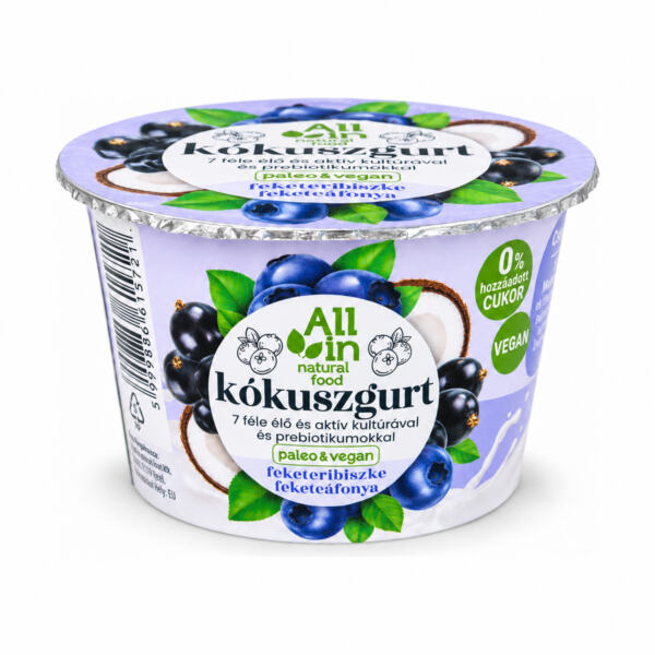 Feketeáfonya kókuszgurt 150 g – ALL IN Natural Food