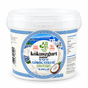 Görög stílusú natúr kókuszgurt 1000 g vödörben – mindenmentes, ALL IN Natural Food