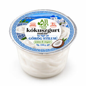 Görög stílusú natúr kókuszgurt 230 g tégelyben – mindenmentes, ALL IN Natural Food